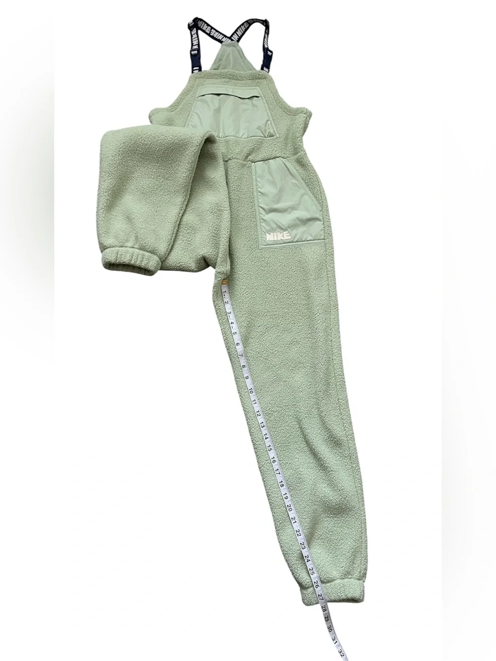 NWOT Nike Olive Green Fleece Overalls Jumpsuit with Branded Straps